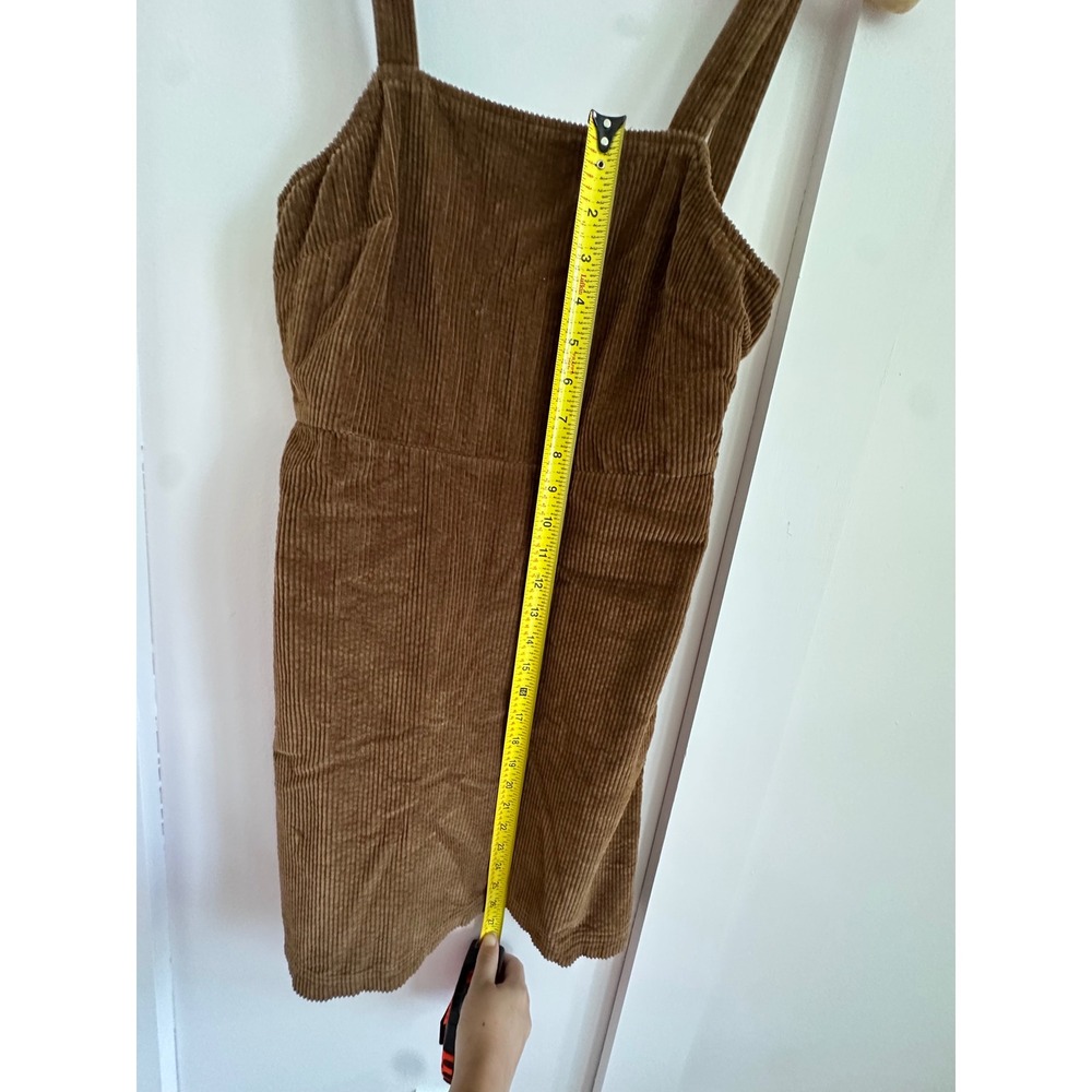 American Eagle Brown Corduroy Pinafore Mini Dress Womens XS Square Neck Jumper - Picture 6 of 7
